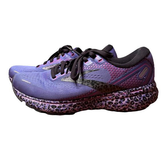 Brooks Ghost 14 Womens Size 8 Purple Leopard Athletic Running Shoes - Picture 1 of 5